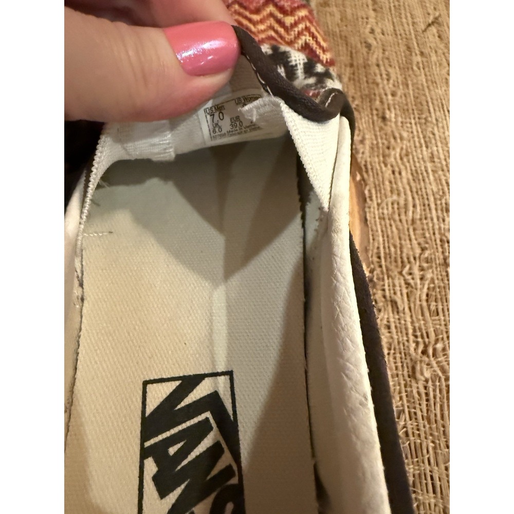 Vans Classic Slip On Fair Isle Brown Woven Textile Shoes Size Men 7 Women's 8.5 - Picture 11 of 13